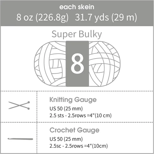 Miniatura 8 de HOMBYS Hilo Grueso de Chenilla Esponjoso para Tejer a Mano, Hilo Suave y Ligero Grueso Jumbo para Manta Gruesa, Paquete de 8, Blanco y Gris