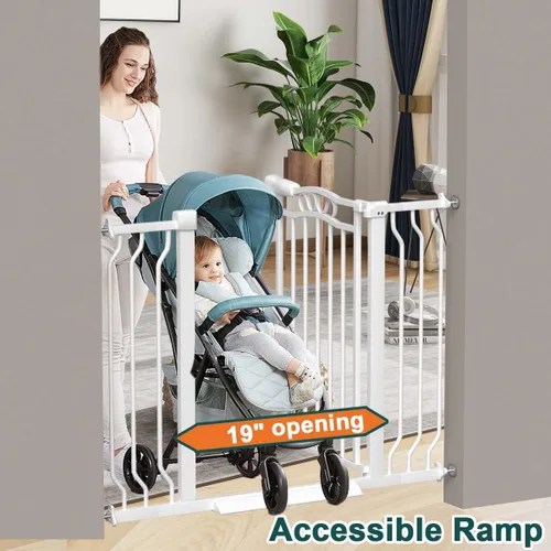 Miniatura 6 de Fairy Baby Puertas de bebé extra anchas de 29.5 a 53.1 pulgadas para puertas, puerta de seguridad para niños, perros, mascotas, puerta de escalera