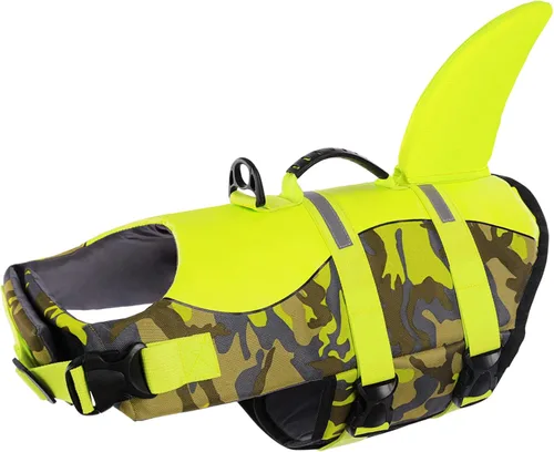 Miniatura 17 de Queenmore - Chaleco salvavidas Ripstop de tiburón para perro, ajustable, con alta flotabilidad y asa de rescate duradera, para perros pequeños