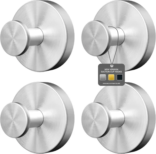 Miniatura 8 de Ninth Five Ganchos de succión de ducha con ventosa, ganchos de pared de baño resistentes para toallas, batas, esponjas, gancho metálico extraíble
