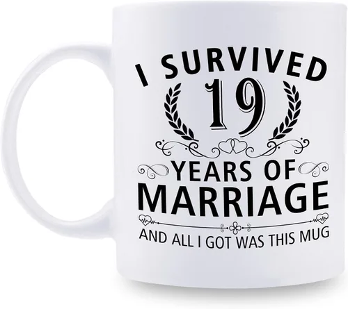 Miniatura 44 de Taza de café de 11 onzas con texto en inglés "I Survived 50 Years of Marriage and All I Got Was This Cup" para el 50 aniversario de boda y para él