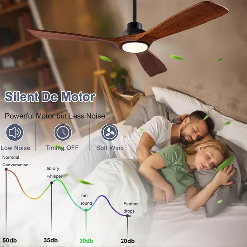 Miniatura 5 de QUTWOB Ventilador de techo de madera de 42 pulgadas con control remoto de luces, motor CC silencioso de 3 aspas para patio, sala de estar, Cuerpo