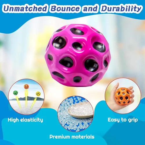 Miniatura 6 de Bola de rebote súper alta, bola de rebote de cráter lunar, tema de galaxia de alto rebote, regalos para niños, fácil de agarrar y atrapar, para uso