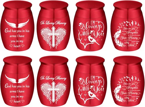 Miniatura 12 de Urnas pequeñas de color para cenizas, juego de 8, mini urnas de aluminio, urnas de cremación para cenizas de humanos/mascotas, soporte para cenizas