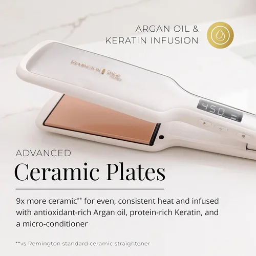 Miniatura 2 de Remington Shine Therapy - Alisadora de cabello de 2 pulgadas, plancha alisadora infundida con aceite de argán y queratina, plancha alisadora