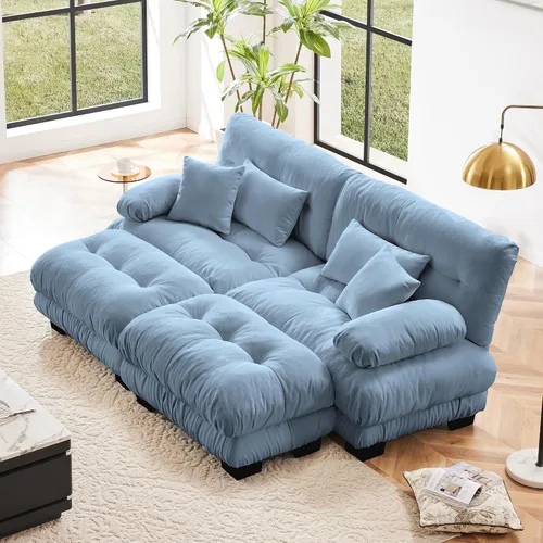 Miniatura 15 de Otomana beige para sofá modular modular, sofá individual, asiento otomano para sofá modular convertible, sofás de terciopelo para sala de estar