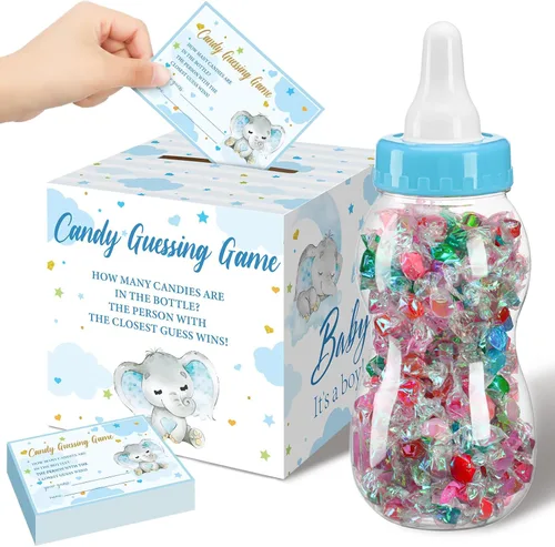 Miniatura 26 de Glenmal Juego de 52 piezas de regalo para juegos de baby shower, biberón grande para juego de ducha, adivina cuántos dulces decoraciones