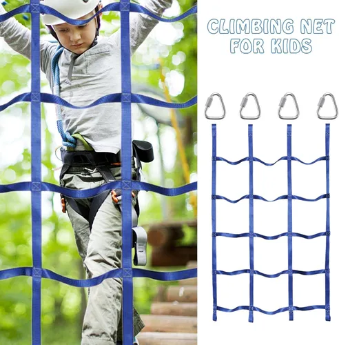 Miniatura 5 de Red de escalada para niños al aire libre Red de carga de escalada – 71 x 43 pulgadas escalera de cuerda de poliéster para gimnasios de la selva