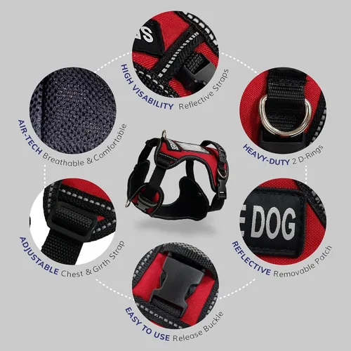 Miniatura 4 de ActiveDogs - Arnés para perro de servicio, ajustable, sin tirones, para perros pequeños, con parche para perro de servicio, asa, ventana