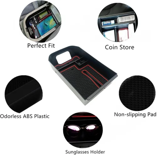 Miniatura 6 de Compatible con Toyota RAV4 2019 2020 2021 2022 2023 2024 2025 y RAV4 Prime 2021-2025 Accesorios Bandeja organizadora de consola central, caja de Rojo