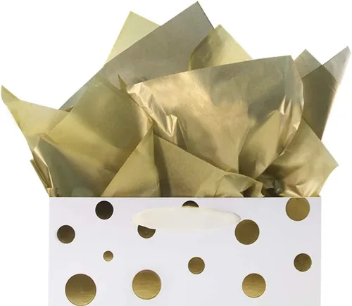 Miniatura 7 de UNIQOOO 60 hojas grandes de papel de seda de lámina dorada metálica de 26 x 20 pulgadas a granel, reciclable y duradero para bolsas de regalo, cajas