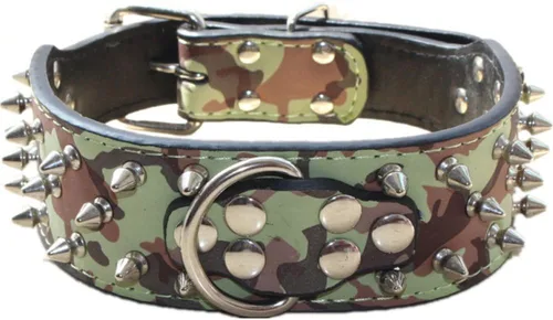 Miniatura 33 de Collar de cuero para perro, collar de perro con pinchos y tachuelas para perros medianos y grandes Pit Bull Mastiff Bully Boxer (S, rosa intenso)