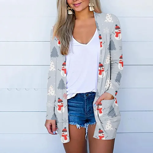 Miniatura 2 de FQZWONG Cardigan for Women Lightweight 2023 Christmas Outfits Fashion Fall Long Sleeve Tops Casual Open Front Coats Clothes
