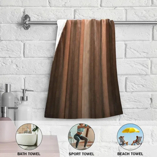 Miniatura 6 de Juego de 2 toallas de mano para baño, marrón, naranja tierra, cobre y melocotón pálido, vidrio fresco abstracto y diseño de rayas vintage, suaves