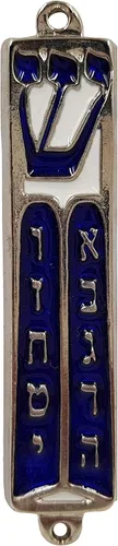 Miniatura 5 de Mezuzá de los Diez Mandamientos con Pergamino Esmalte Azul Israel Puerta Mezuza de 3.5 pulgadas
