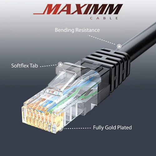 Miniatura 6 de Maximm Cable Ethernet Cat6, 100 pies, cobre 100% puro, UTP (negro) 100 pies