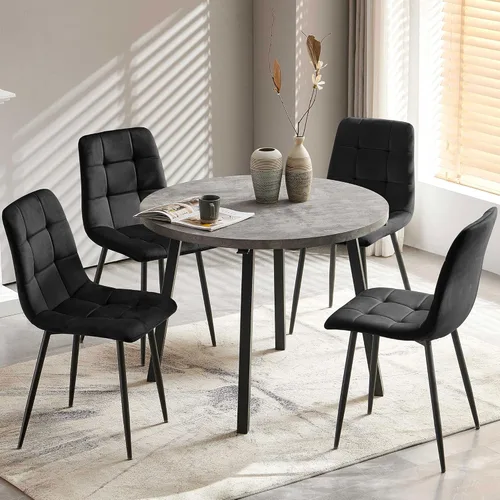 Miniatura 19 de Homedot Juego de mesa de comedor para 2, mesa de cocina de 3 piezas, juego de sillas de comedor redondas y negras para espacios pequeños, juego