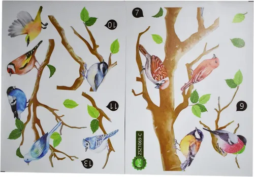 Miniatura 8 de Maydahui Vinilo adhesivo de pared con diseño de pájaros en ramas de árbol (34 x 34 pulgadas) removible para despegar y pegar, murales artísticos