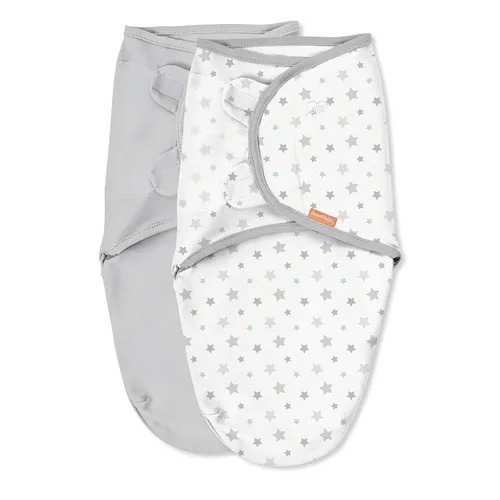 SwaddleMe - Manta original orgánica, talla S/M, de 0 a 3 meses, paquete de 2 (cielos estrellados)