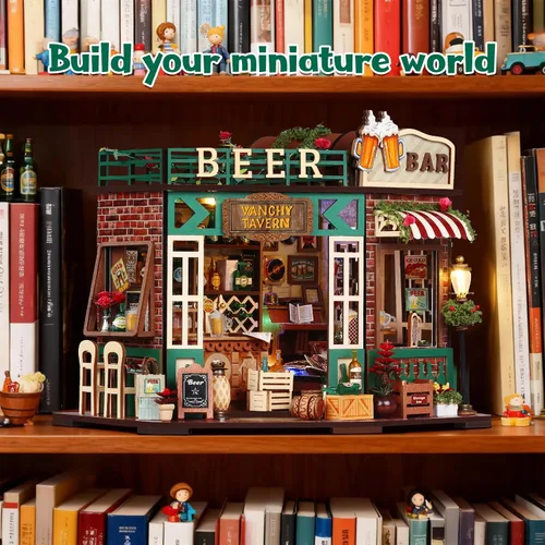 Miniatura 7 de Kit de casa en miniatura para bricolaje, kit de rincón de libros, kit de construcción de casa de muñecas en miniatura para adultos y adolescentes