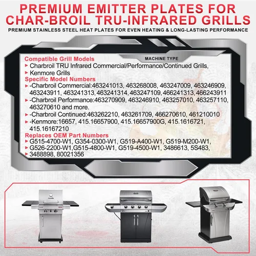 Miniatura 2 de DcYourHome Placas Emisora de Acero Inoxidable de Repuesto para Parrilla Charbroil Comercial Tru-Infrarroja 463241013 463268008 463247009 463246909