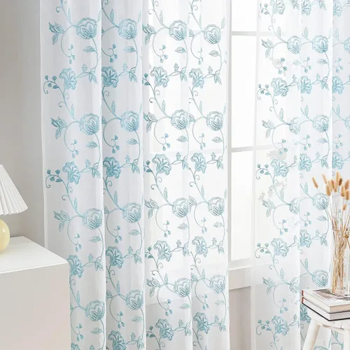 Miniatura 108 de Cortinas para ventana cortinas blancas traslúcidas de 90 pulgadas de largo, 2 paneles de cortinas de tul, paneles de ventana para cortinas de Blanco
