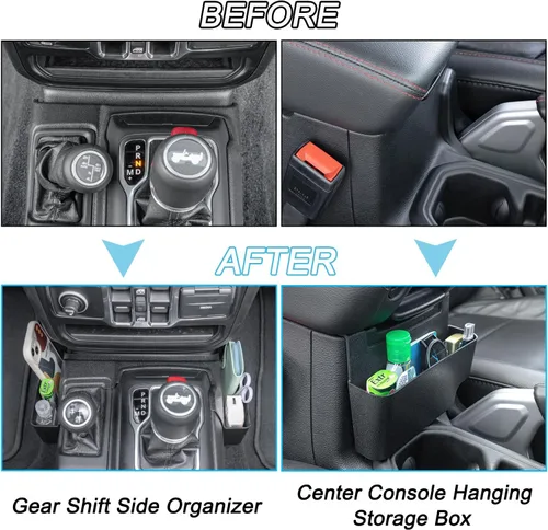 Miniatura 5 de PIMCAR 3 accesorios interiores compatibles con Jeep Wrangler JL/JLU 2018-2026 y Gladiator JT Truck 2020-2026, incluyendo organizador de consola