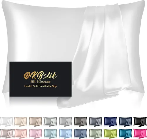 Miniatura 23 de Funda de almohada de seda para cabello y piel, fundas de almohada de seda de morera tamaño estándar, anti-acné, refrescante para dormir, seda Rosa