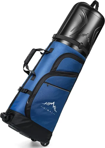 Miniatura 11 de UNIHIMAL Bolsa de viaje de golf con funda rígida de PC, tela Oxford resistente 1680D, bolsas de viaje para aerolíneas con ruedas, resistente al