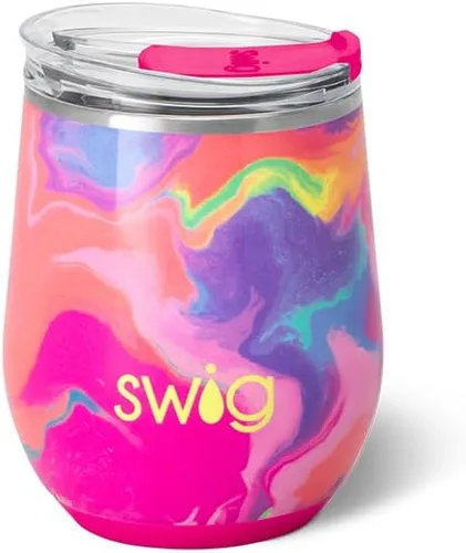 Miniatura 40 de Swig Life Vaso de vino de 12 onzas con tapa, acero inoxidable, apto para lavavajillas, portátil, triple aislamiento (todos los americanos)
