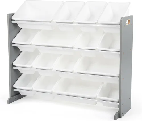 Miniatura 11 de Humble Crew Organizador de almacenamiento de juguetes de gran tamaño con 16 contenedores extraíbles, blanco/blanco, gran almacenamiento de juguetes