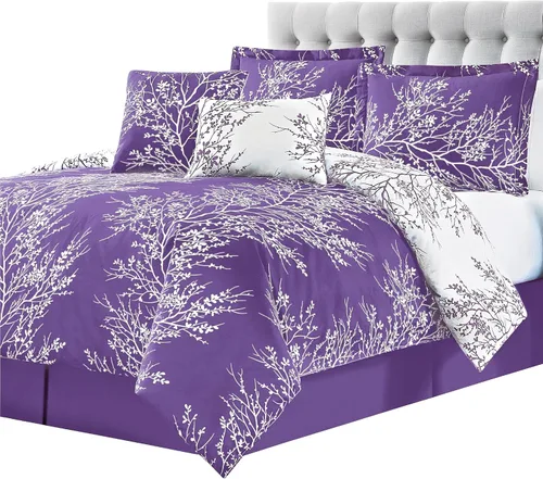 Miniatura 11 de Spirit Linen - Cama individual en una bolsa, ropa de cama reversible de 5 piezas de gran tamaño con funda y falda de cama a juego, elegante Azul
