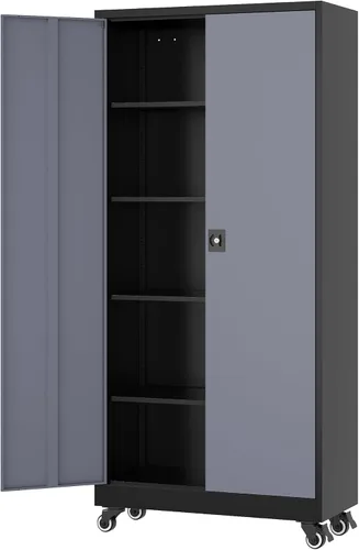 Miniatura 19 de Fesbos Armario de almacenamiento de metal, archivadores de acero de 36 pulgadas de alto con puertas con cerradura y estantes ajustables, gabinete