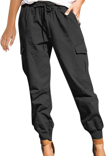 SobeiKre Pantalones cargo de gran tamaño para mujer, pantalones deportivos holgados de cintura baja con cordones, pantalones de entrenamiento
