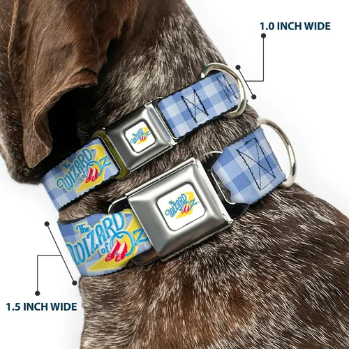 Miniatura 2 de Movies - Collar para mascotas, collar de perro con hebilla de cinturón de seguridad, logotipo del mago de Oz Gingham Checker Blues, 15 a 24