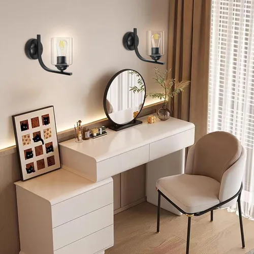 Miniatura 8 de CANMEIJIA Aplique de pared 1 luz, moderno accesorio de iluminación de pared, luces de tocador de baño con lámpara de pared negra mate para Negro