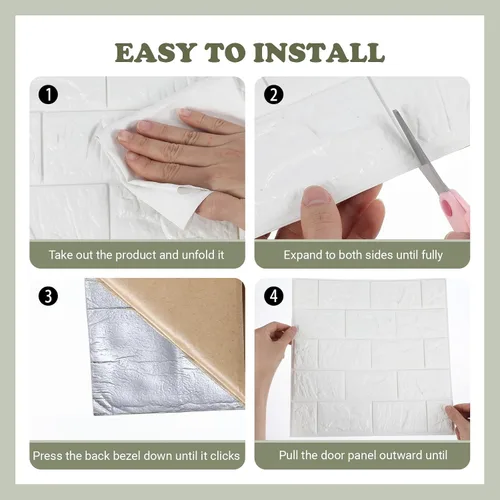 Miniatura 6 de 30 piezas de paneles de pared 3D para despegar y pegar, papel pintado de ladrillo blanco autoadhesivo impermeable, paneles de pared de ladrillo
