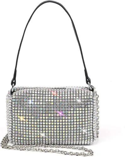 Miniatura 11 de Bolso de mano de noche con cristales brillantes para mujeres y niñas, bolso cruzado brillante para boda, graduación, fiesta, club, bolsos de mano