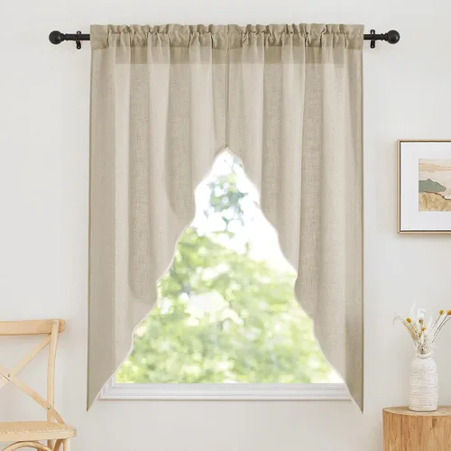 Miniatura 26 de RYB Home - Cortinas semitransparentes de lino Angora