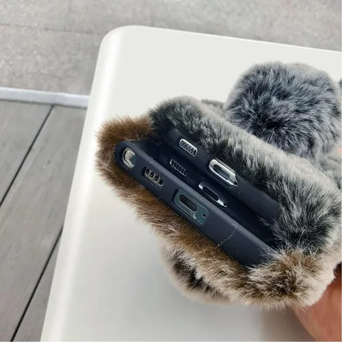 Miniatura 6 de Omio Funda de piel de conejo ultra para Galaxy S22, suave hecha a mano, esponjosa, peluda, conejito de felpa, cálido, orejas grandes, con diamantes