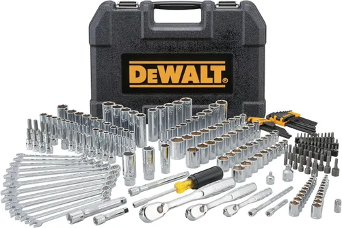 DEWALT Juego de herramientas mecánicas, 247 piezas, 1/4 pulgadas, 3/8 pulgadas y 1/2 pulgadas de accionamiento, SAE, trinquetes, enchufes, llaves