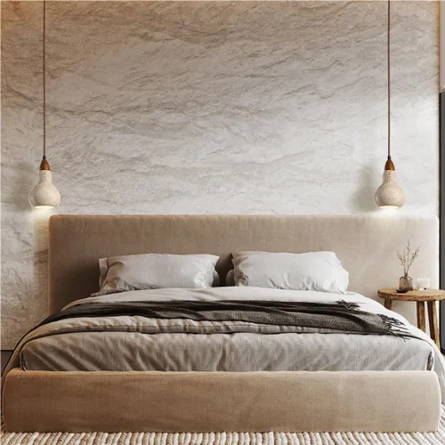Miniatura 3 de Vintage Small Bedside Pendant Lights Mid Century Natural Stone Hanging Lamp Nordic Single Head Solid Wood Chandelier for Kitchen Island Bedroom