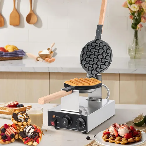 Miniatura 7 de Garvee Máquina eléctrica para hacer gofres de burbujas, 2800 W, redonda, máquina de gofres de burbujas, máquina antiadherente para uso doméstico