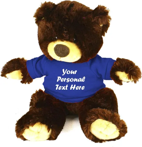 Miniatura 16 de Plushland Oso de peluche Noah de chocolate de 12 pulgadas, regalo personalizado, texto personalizado en la camisa, gran regalo para el día