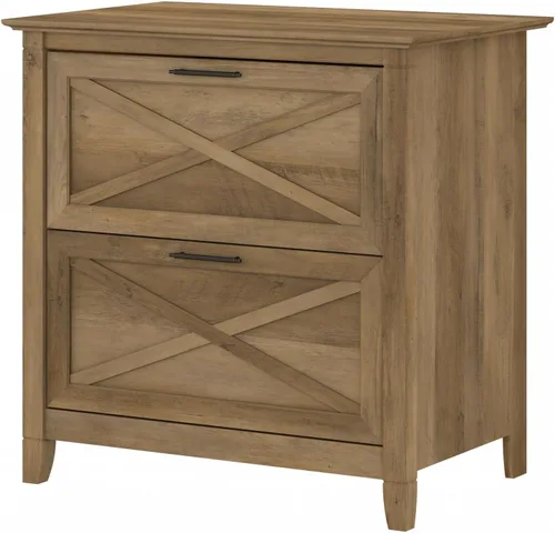 Miniatura 9 de Bush Furniture Key West – Archivador lateral con 2 cajones, color cereza Roble blanco puro.