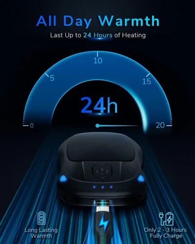 Miniatura 4 de MKG - Calentadores de manos recargables, paquete de 2, calentador de manos eléctrico eléctrico, 24 horas de duración, reutilizables, con 3 niveles