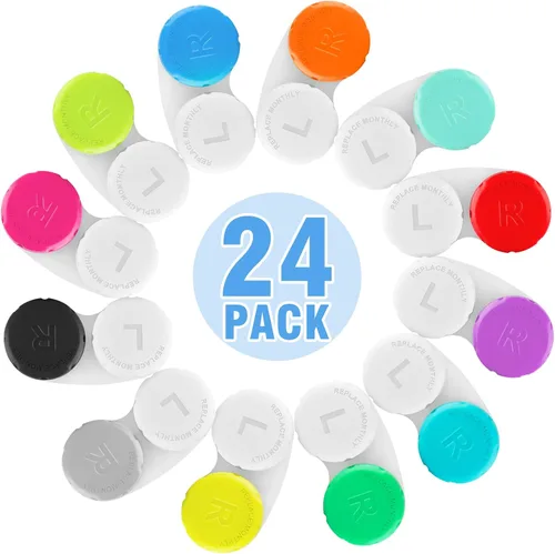 Miniatura 9 de Paquete de 12 fundas coloridas para lentes de contacto, caja de almacenamiento a granel con 12 colores, a prueba de fugas y duradera, kit