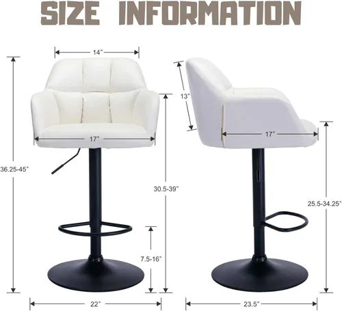 Miniatura 2 de ROCITY Juego de 2 taburetes de bar de terciopelo con respaldo, silla de bar beige para isla de cocina, taburetes de bar modernos con patas de metal