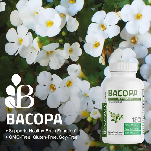 Miniatura 4 de Bronson Bacopa apoya la función cerebral saludable y el rendimiento mental, hierba tradicional, sin OGM, 90 cápsulas vegetarianas