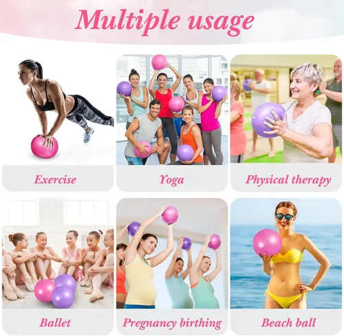 Miniatura 4 de Aoriher 10 pelotas pequeñas de pilates, de 9 pulgadas, mini pelotas de yoga antiestallidos y antideslizantes para estabilidad, fitness, terapia